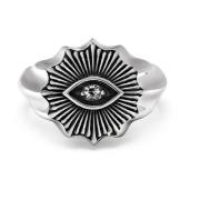 Nialaya Vintage Evil Eye Ring med Clear Crystal Gray, Herr