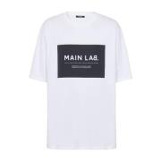 Balmain Bomull T-shirt med Slogan Patch White, Herr