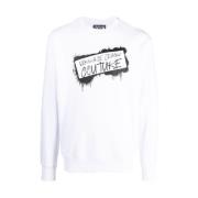 Versace Jeans Couture Vit Bomullssweatshirt för Män White, Herr