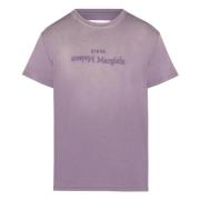 Maison Margiela Lila Logo Print Bomull T-Shirt Purple, Dam