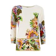 Etro Silkeblandning Bukett Print Sweater Multicolor, Dam