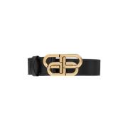Balenciaga Leather belt with logo Black, Herr