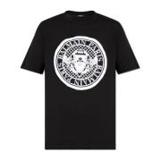 Balmain Flocked Logo Coin T-shirt Black, Herr