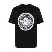 Balmain Coin Flock T-Shirt Black, Herr