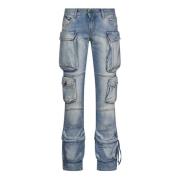 The Attico Blå Lågmidjade Skinny-Fit Denim Jeans Blue, Dam