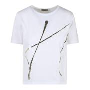 Herno Jersey T-shirt med laminattryck White, Dam
