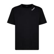 Balmain Svart broderad T-shirt med kontrasterande logotyp Black, Herr