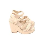 Chanel Vintage Pre-owned Laeder sandaler Beige, Dam