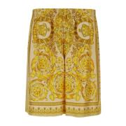 Versace Gula Barocco Print Siden Shorts Yellow, Herr