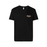 Moschino Svart Logotyp Guld T-shirt Black, Herr