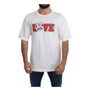 Dolce & Gabbana Vit Love Panda Print Top T-shirt White, Herr