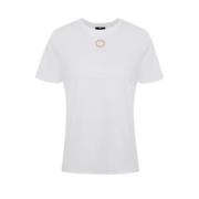 Elisabetta Franchi Metall Cirkel T-Shirt White, Dam