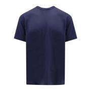Roberto Collina Blå Ribbad Crew-Neck T-Shirt Blue, Herr