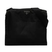 Prada Vintage Pre-owned Canvas axelremsvskor Black, Dam