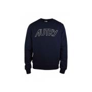 Autry Marinblå Bomullssweatshirt med Broderad Logotyp Blue, Herr