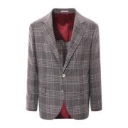 Brunello Cucinelli Ull Siden Kashmir Blazer Gray, Herr