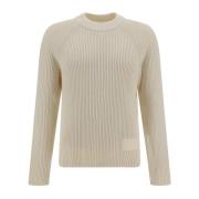 Ami Paris Crewneck Sweater med Logo Patch Beige, Herr