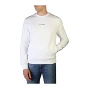 Calvin Klein Herr Sweatshirt med Lång Ärm i Enfärgad White, Herr