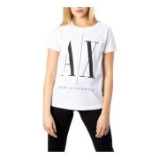 Armani Exchange Vit Tryckt Dam T-shirt White, Dam