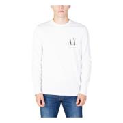 Armani Exchange Vit Långärmad T-shirt med Tryck White, Herr