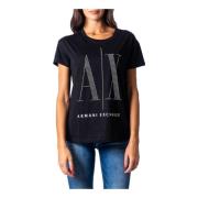 Armani Exchange Svart Print T-shirt Black, Dam