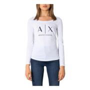 Armani Exchange Vit Långärmad Rundhalsad T-shirt White, Dam