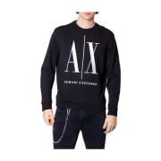 Armani Exchange Svart Tryck Sweatshirt för Män Black, Herr