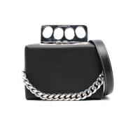 Alexander McQueen Svart Läderclutch med Knuckles Black, Dam