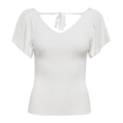 Only Vit V-ringad T-shirt White, Dam