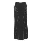 Gestuz Svart kjol med hög midja och kontrastfärgade sömmar Black, Dam