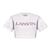 Lanvin Kortärmad T-shirt med logotyp White, Dam