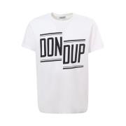 Dondup Vit Crew-neck T-shirt med Kontrasterande Logo White, Herr