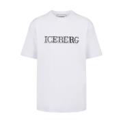 Iceberg Vit T-shirt med logotyp White, Herr