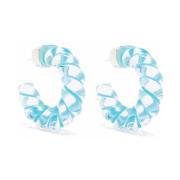 Bottega Veneta Spiralörhängen i sterlingsilver och transparent/blått g...