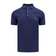Ralph Lauren Blå Slim Fit T-Shirt med Logobrodyr Blue, Herr