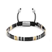 Nialaya Men's Bracelet with Black, White Marbled and Silver Miyuki Til...