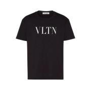 Valentino Svart Vltn Print Bomull T-Shirt Black, Herr