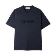 Sunnei Blå T-shirt med broderad logotyp Blue, Herr