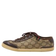 Gucci Vintage Pre-owned Belagd canvas sneakers Beige, Dam