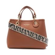 Emporio Armani Brun Läder Logo Toteväska Brown, Dam