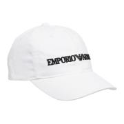 Emporio Armani Justerbar enfärgad hatt med logobroderier White, Herr