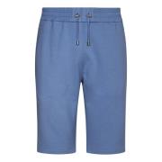 Balmain Klarblå Bermuda Shorts med Flockat Logotyp Blue, Herr