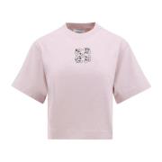 Off White Bling Leaves Bomull T-Shirt Pink, Dam