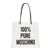 Moschino Tryckt shopper väska White, Dam