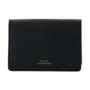 A.p.c. Svart Läder Bi-fold Plånbok med Logotyp Black, Dam