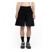 44 Label Group Svarta Snickarshorts i Rynkad Canvas Black, Herr