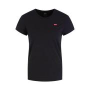 Levi's Svart Casual T-shirt med Logo Patch Black, Dam