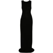 Alberta Ferretti Svart klänning med draperad krage Black, Dam