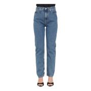 Calvin Klein Jeans Högmidjade blå denim jeans för kvinnor Blue, Dam