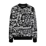 Versace Jeans Couture Svart Bomullssweatshirt för Män Black, Herr
